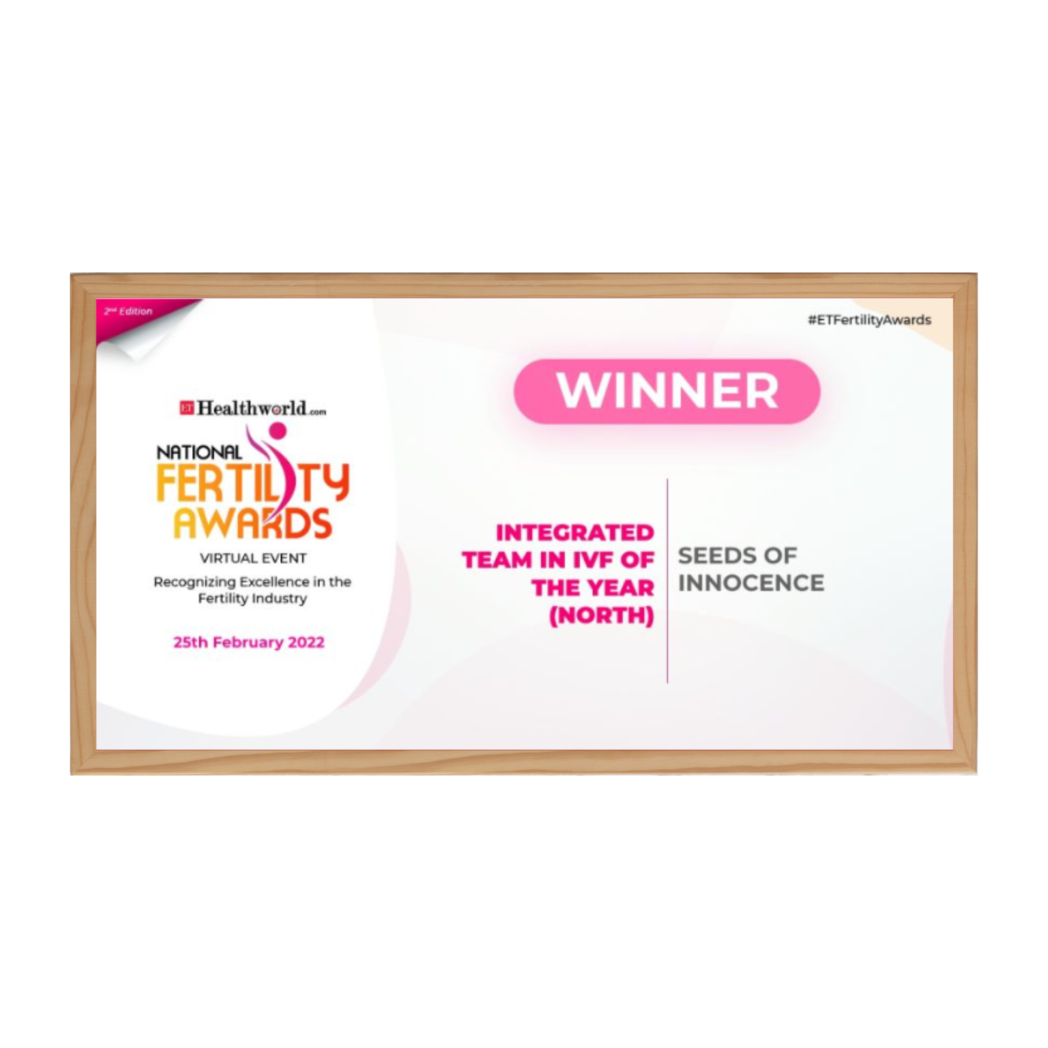 Integrated Team in IVF of the year North at National Fertility Awards